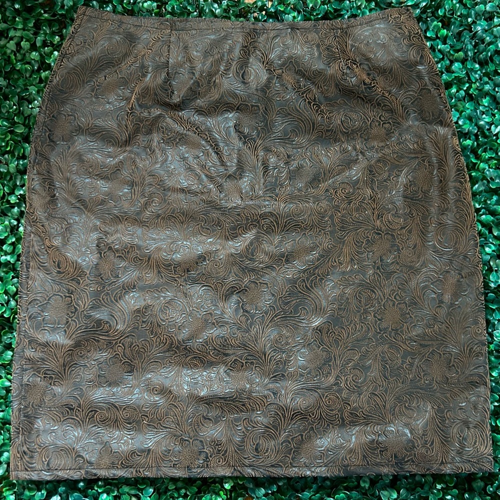 Vintage Handmade Leather Floral Skirt